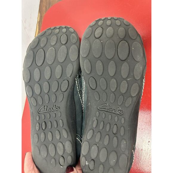 Clarks Collection Womens Loafers Shoes Sandles Size 4.5 black with‎ Beige Stitch - Picture 9 of 10